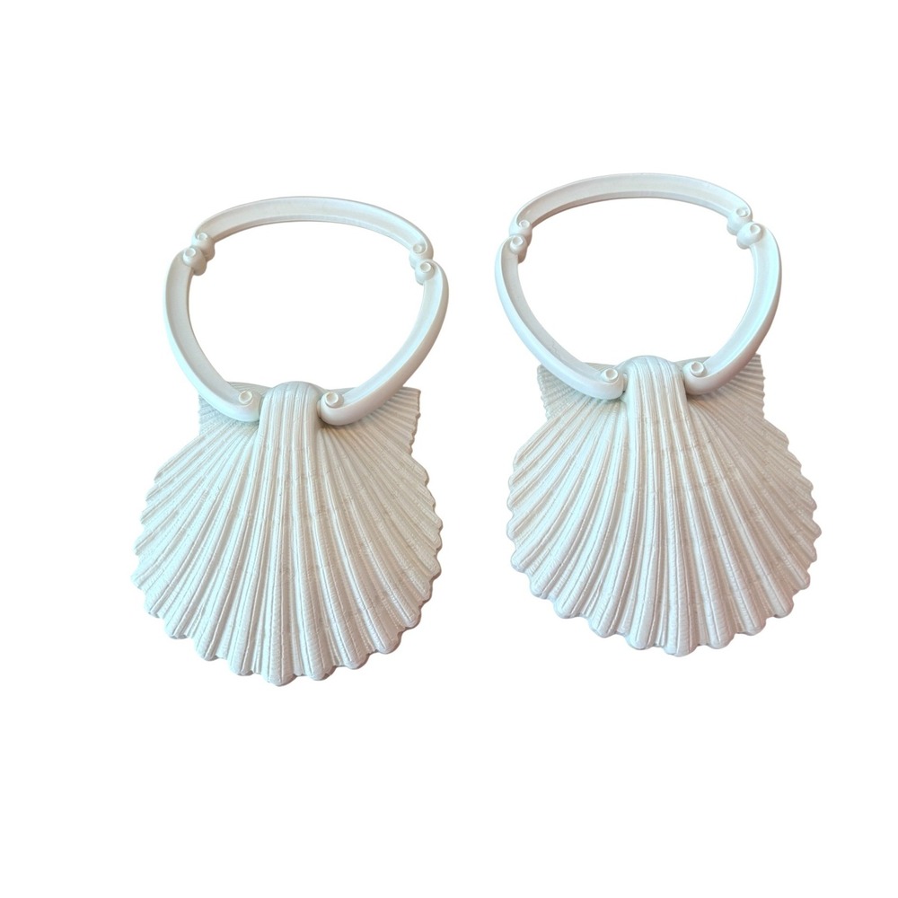Vintage Homco White Scallop Shell Wall Hanging‎ Towel Rings Set of 2 1976
